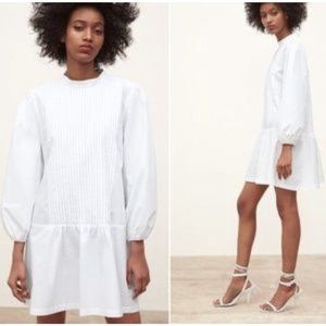 Zara The Peggy Dress White Pintuck Pleats L NWT